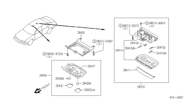 1991 Infiniti Q45 Cover-Map Lamp Diagram for 26437-60U03