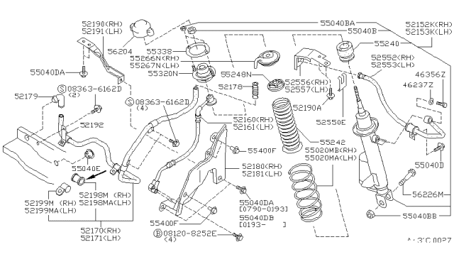 1994 Infiniti Q45 Cap-Rear Shock Absorber Diagram for 56204-60U00