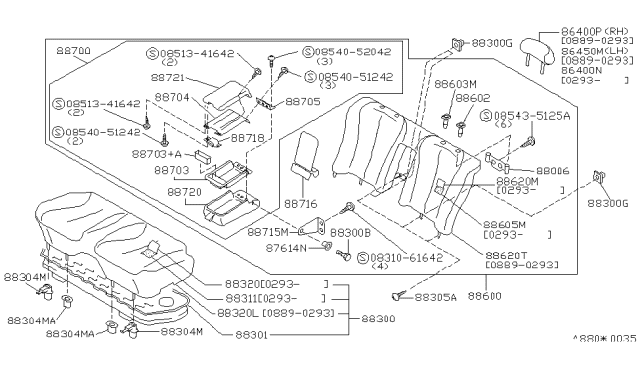 1993 Infiniti Q45 Trim&Pad&Frame Assembly-ARMREST,Lid Diagram for 88721-62U03