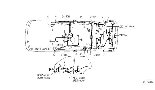 1991 Infiniti Q45 Harness Assembly-Tail Diagram for 24015-60U01