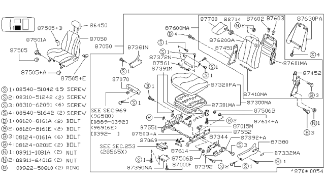 1992 Infiniti Q45 Trim&Pad Assembly-Front Seat Cushion,LH Diagram for 87370-62U00