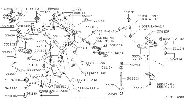 1994 Infiniti Q45 Damper Assy-Rear Suspension Diagram for 55490-60U00