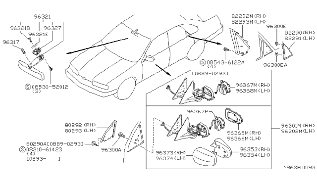 1994 Infiniti Q45 Cover-Rear Door Corner, Inner LH Diagram for 82293-60U10