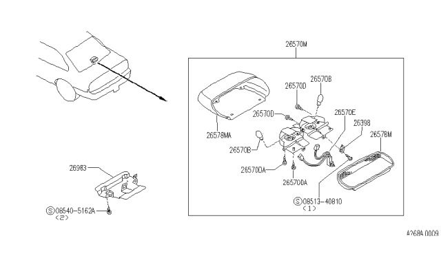 1995 Infiniti Q45 Bracket-Stop Lamp Diagram for 26983-60U10