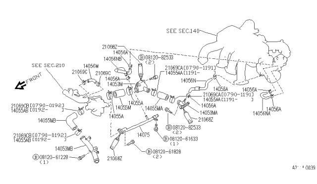 1993 Infiniti Q45 Water Hose & Piping Diagram 2