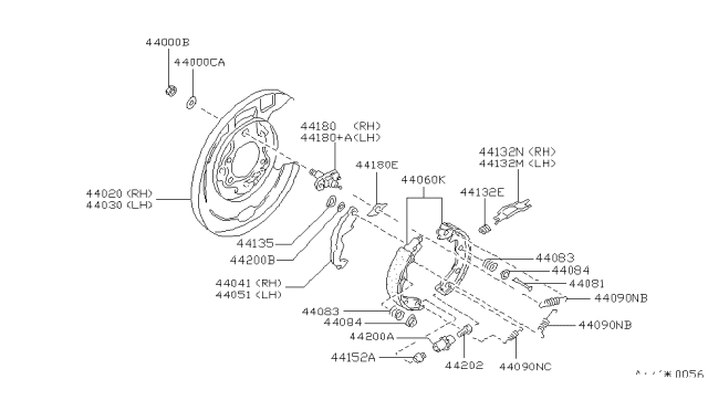 1990 Infiniti Q45 Rear Brake Plate Assembly, Right Diagram for 44020-60U10