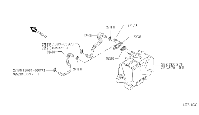 1996 Infiniti Q45 Cover-Grommet Diagram for 27036-V5000