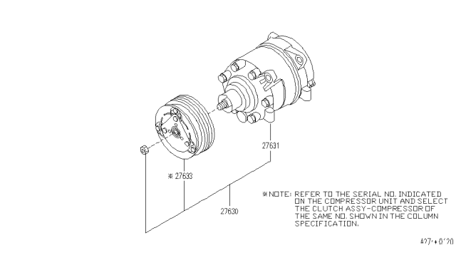 1994 Infiniti Q45 Compressor Unit Diagram for 92610-67U00