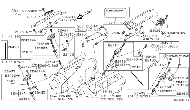 1992 Infiniti Q45 Screw Diagram for 22467-85M00