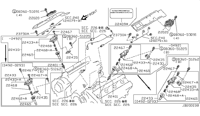 1992 Infiniti Q45 Protector-Ignition Coil Diagram for 22465-60U00