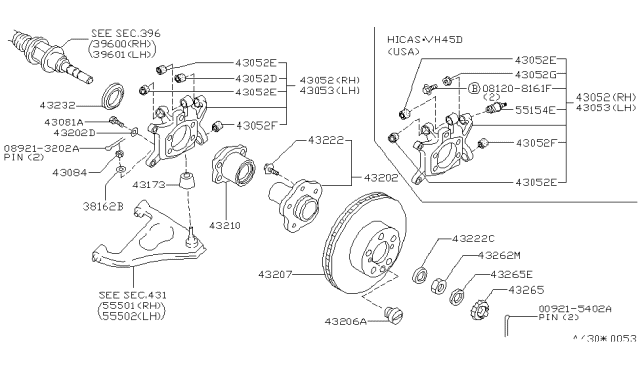 1996 Infiniti Q45 Nut-Lock Diagram for 40262-33P00