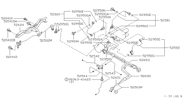 1993 Infiniti Q45 Tube-Feed,Rear Floor Diagram for 52651-64U00