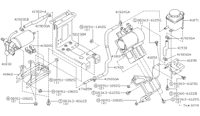 1993 Infiniti Q45 Pump Assy-Traction Control Diagram for 41830-60U00