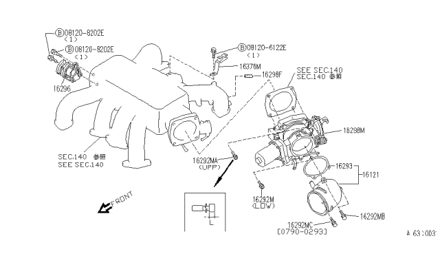 1996 Infiniti Q45 Bolt-Chamber Diagram for 16122-64U00