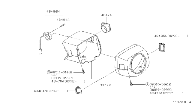 1993 Infiniti Q45 Cover Set-Steering Column Diagram for 48470-67U01