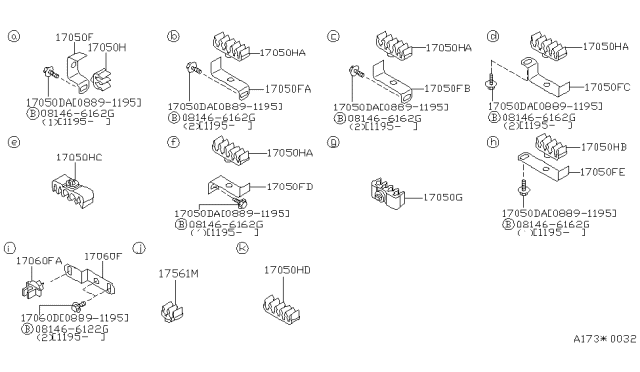 1996 Infiniti Q45 Clamp Diagram for 17571-60U19