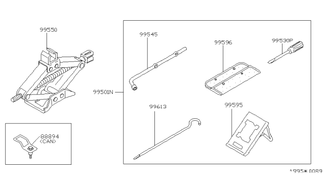 1994 Infiniti Q45 Tool Kit & Maintenance Manual Diagram