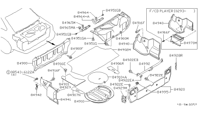 1995 Infiniti Q45 Finisher-Trunk,Rear Diagram for 84920-60U00