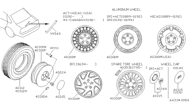 1991 Infiniti Q45 Road Wheel & Tire Diagram