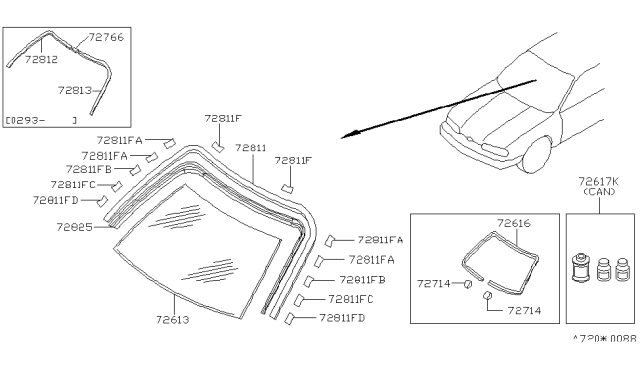 1994 Infiniti Q45 Front Windshield Diagram