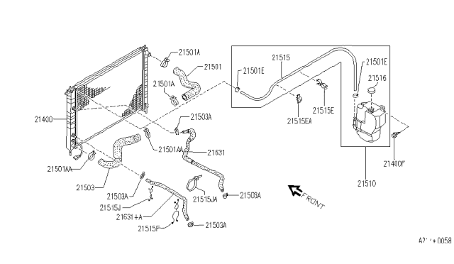 1991 Infiniti Q45 Hose-Flexible Diagram for 21632-60U00