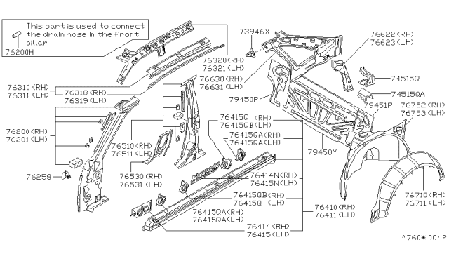 1992 Infiniti Q45 Body Side Panel Diagram