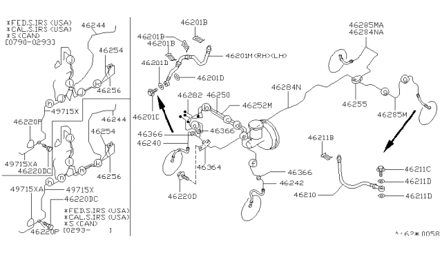1990 Infiniti Q45 Brake Piping & Control Diagram 2