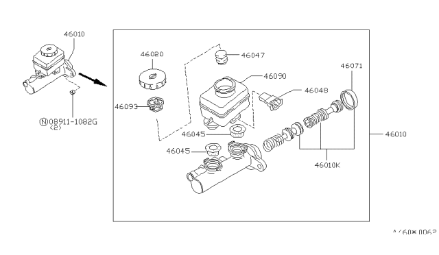 1993 Infiniti Q45 Brake Master Cylinder Diagram 2