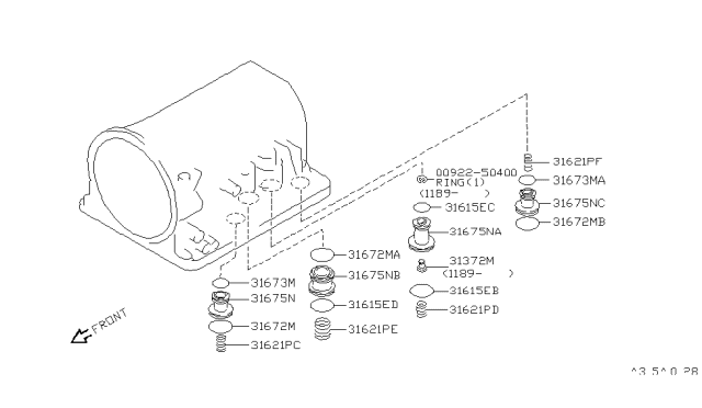 1990 Infiniti Q45 Piston-Accumulator Servo Diagram for 31675-41X01