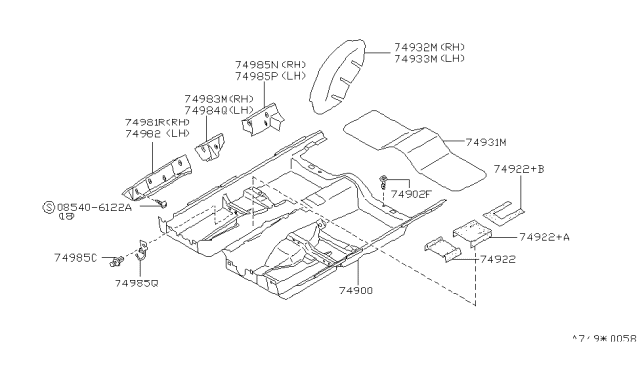 1992 Infiniti Q45 Floor Trimming Diagram