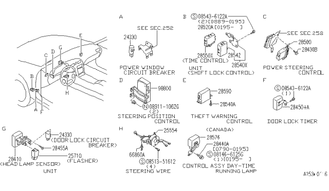 1991 Infiniti Q45 Control Assembly-Theft Warning Diagram for 28590-60U00