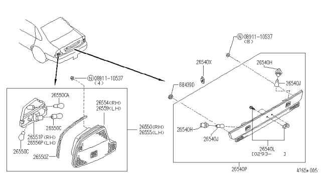 1992 Infiniti Q45 Rear Combination Lamp Diagram