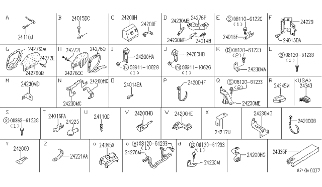 1994 Infiniti Q45 Clip-Wiring Harness,C Diagram for 24215-60U10