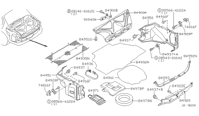 2003 Infiniti I35 Plate-Trunk, Rear LH Diagram for 84993-2Y000