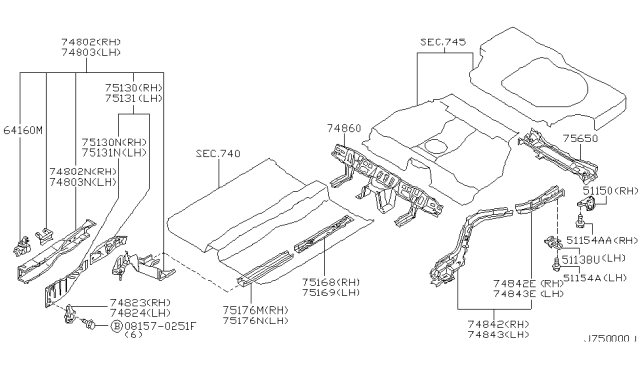 2001 Infiniti I30 Extension-Front Side Member,Rear L Diagram for 751A5-2Y930