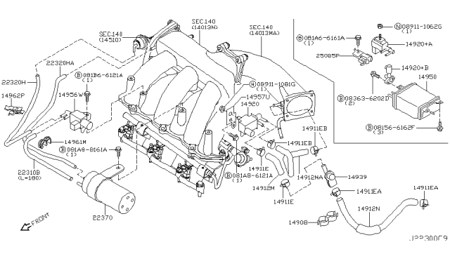 2003 Infiniti I35 Tank Assy-Pressure Diagram for 22370-2Y500