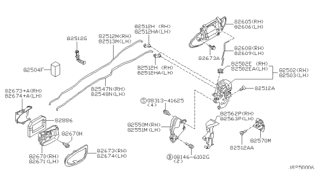 2001 Infiniti I30 Automatic Rear Door Lock Actuator, Right Diagram for 80552-AA200