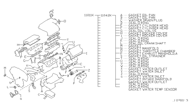 2000 Infiniti I30 Gasket Kit-Valve REGRind Diagram for 11042-2Y925