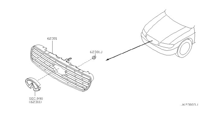 2002 Infiniti I35 Front Grille Diagram 2