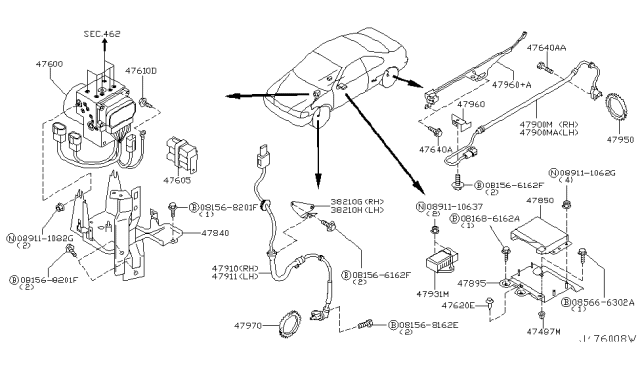 2001 Infiniti I30 Sensor Assembly-Anti SKID,Front RH Diagram for 47910-2Y000