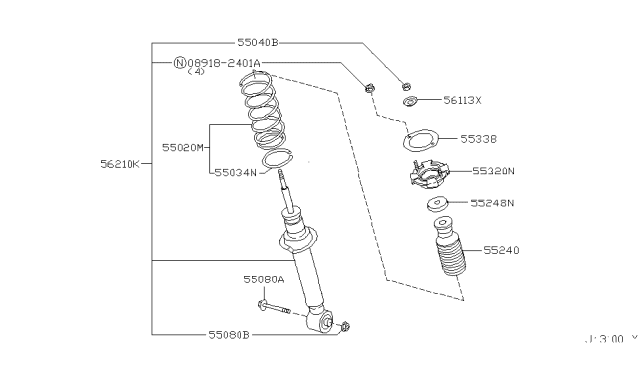 2003 Infiniti I35 ABSORBER Kit-Shock,Rear Diagram for 56210-6Y325