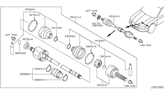 2004 Infiniti I35 Front Drive Shaft (FF) Diagram 2