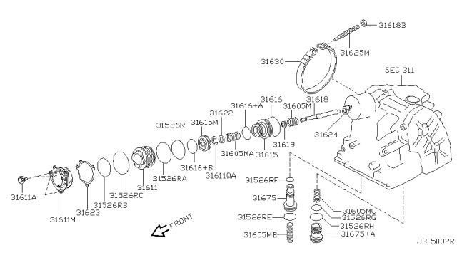 2001 Infiniti I30 Seal-Lathe Cut Ring Diagram for 31527-88X03