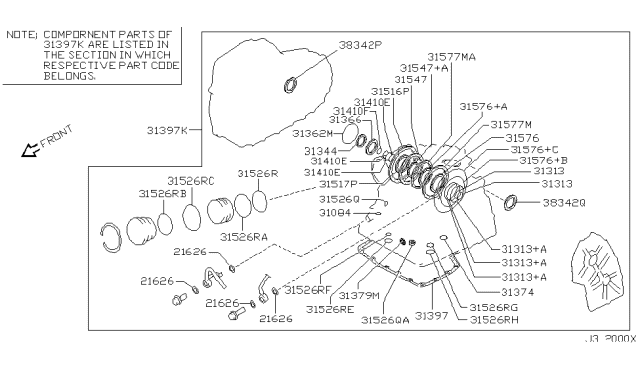 2001 Infiniti I30 Gasket & Seal Kit-Auto Transmission Diagram for 31397-80X92