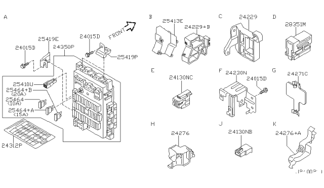 2001 Infiniti I30 Protector Harness Diagram for 24270-2Y900