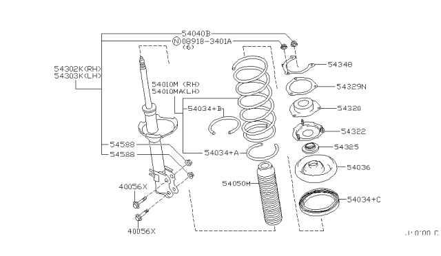 2001 Infiniti I30 Strut Kit-Front Suspension,RH Diagram for 54302-2Y985