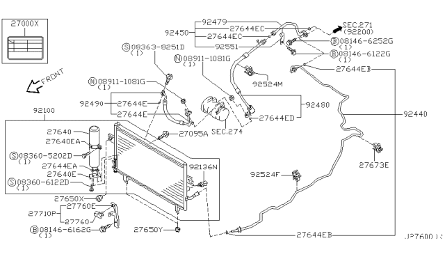 2004 Infiniti I35 Condenser,Liquid Tank & Piping Diagram