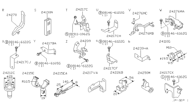 2001 Infiniti I30 Bracket-Clip Diagram for 24239-5Y700