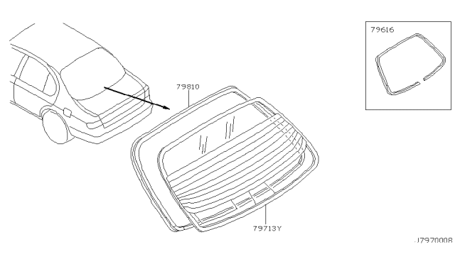 2000 Infiniti I30 Moulding-Rear Window Diagram for 79750-2Y005