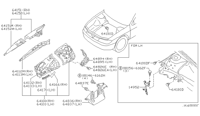 2001 Infiniti I30 Reinforce-Engine Mounting Diagram for 64168-5Y500